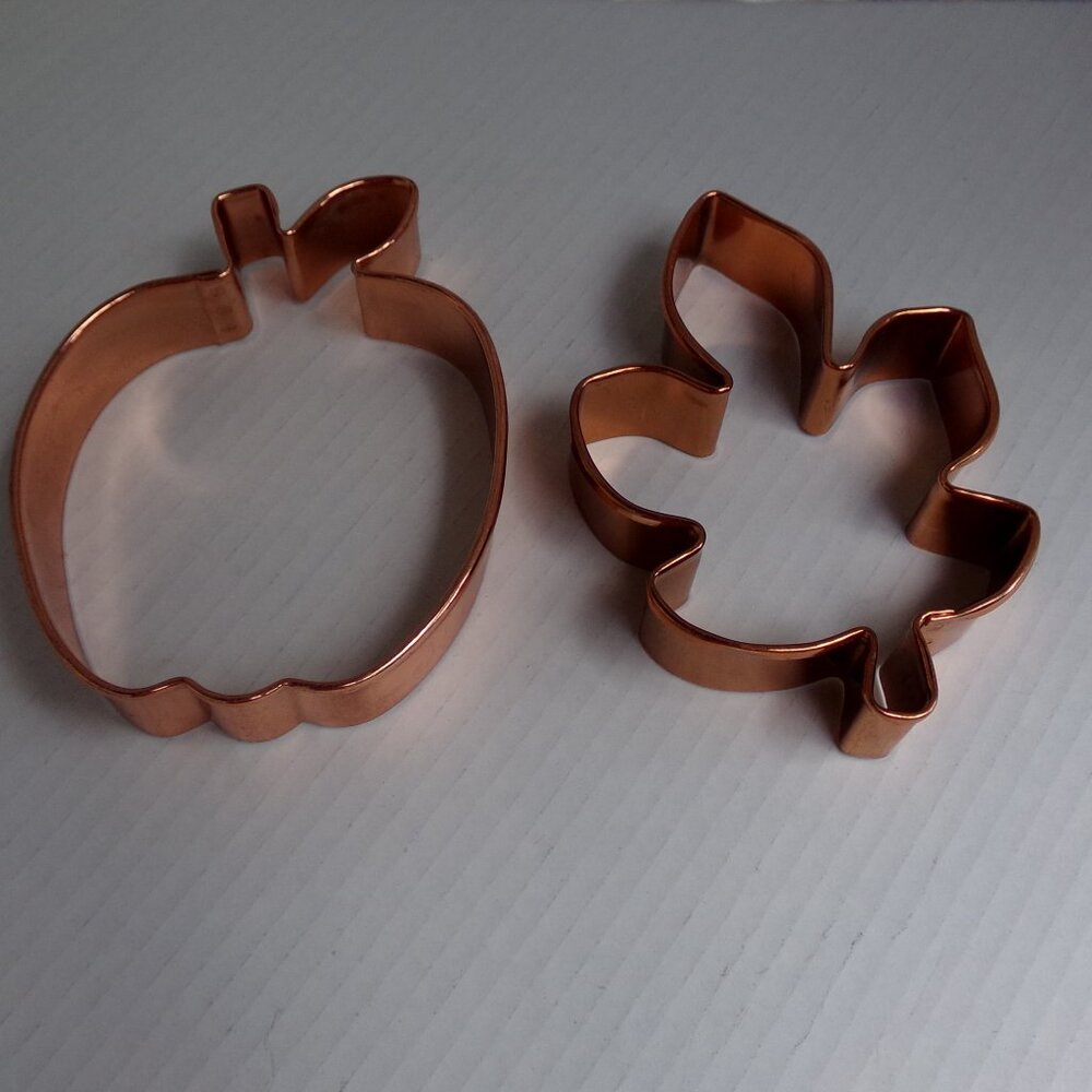 Copper Cookie Cutters Leaf Apple Pumpkin Big Large 5-6'' Fall Autumn